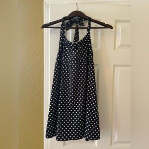 Vintage look retro LAND’S END polka dot swim dress black and white medium
